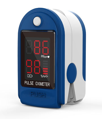 Clinical Guard CMS-50DL SpO2 Pulse Oximeter Fingertip, Blood Oxygen Saturation Monitor with Heart Rate Tracker, Fingertip Pulse Oximeter with Batteries, Silicon Cover & Case, Lanyard, Blue