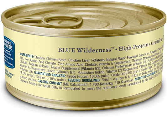 Blue Buffalo Wilderness Natural Wet Cat Food Paté, High-Protein & Grain-Free Recipe, Chicken, 5.5-Oz. Cans (24 Count)