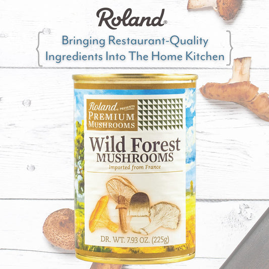 Roland Foods Premium Canned Wild Forest Mushrooms, 14.1 Ounce Can, Pack Of 4