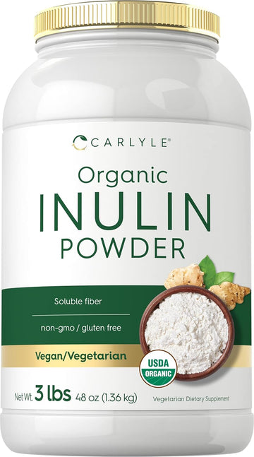 Carlyle Organic Inulin Powder 48Oz | Fiber Supplement From Jerusalem Artichoke | For Probiotic Health | Vegan, Vegetarian, Non-Gmo, Gluten Free