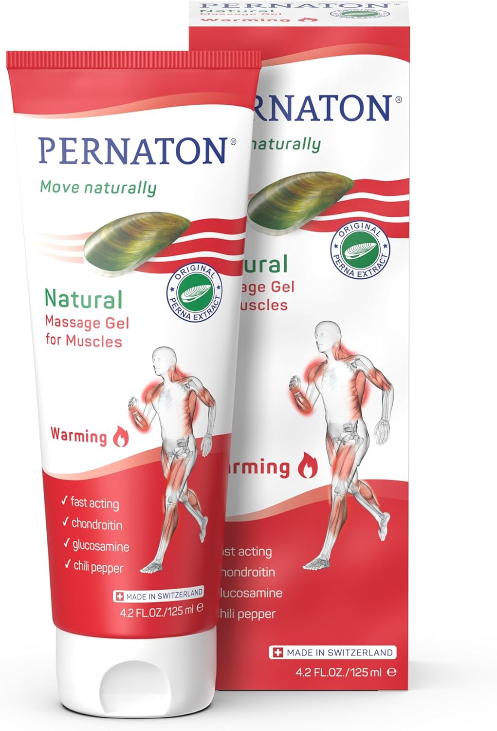 Pernaton Natural Warming Gel For Muscle Massage, Green Lipped Mussel Gel Supports Natural Muscle Relaxation, With Original Perna Extract, 125Ml
