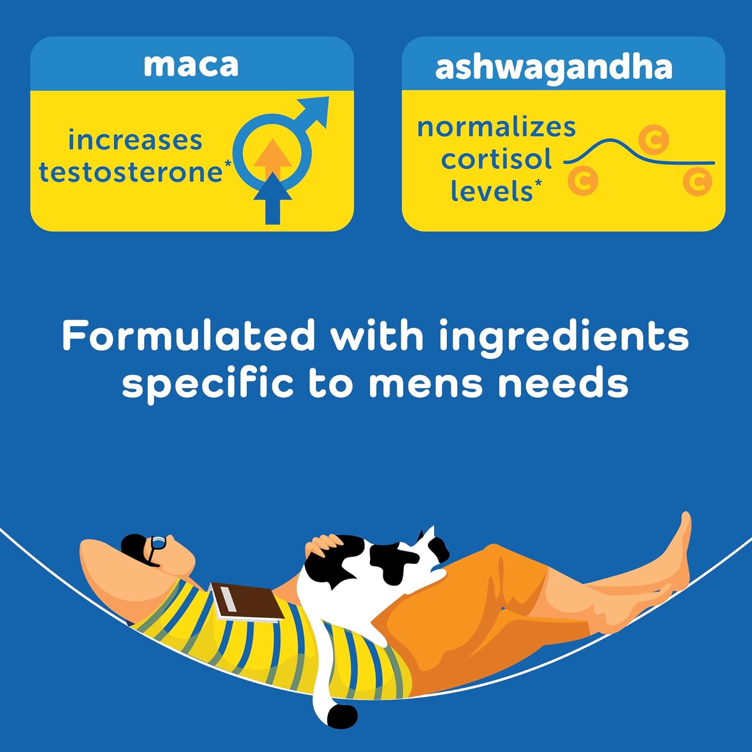 Calmable Stress Relief Aid for Men - Feel Happy, Calm, Focused and Relaxed and The Most Vibrant You - Vegan - with Maca and Ashwagandha - Anti Stress Support Vitamin Dietary Supplement - 60 Capsules : Health & Household