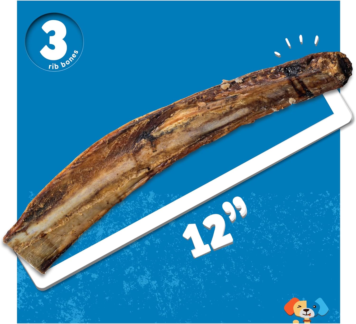 Jack&Pup Rib Bones for Dogs | All Natural Large Dog Bones| Single Ingredient Dog Chew Bones for Medium Dogs (12 inch (3 Pack)) : Pet Supplies
