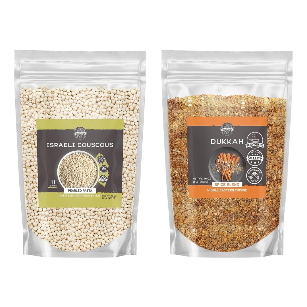 Birch & Meadow Dukkah And Israeli Couscous Bundle, 1 Lb Each, Delicious Meal, Couscous & Spice Blend