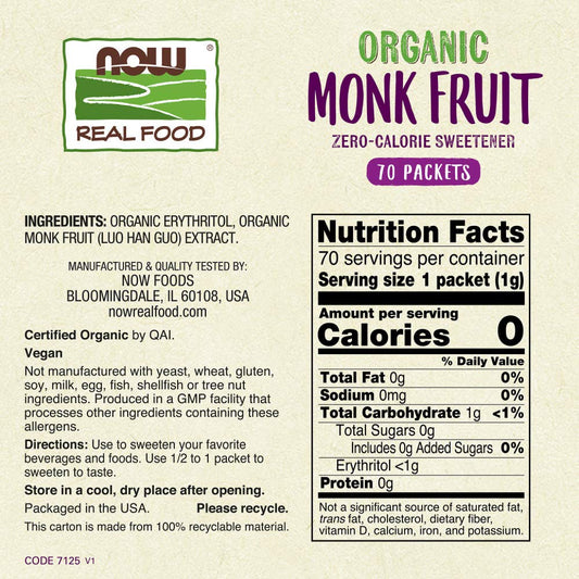 Now Foods Monk Fruit Organic, 70 Packet