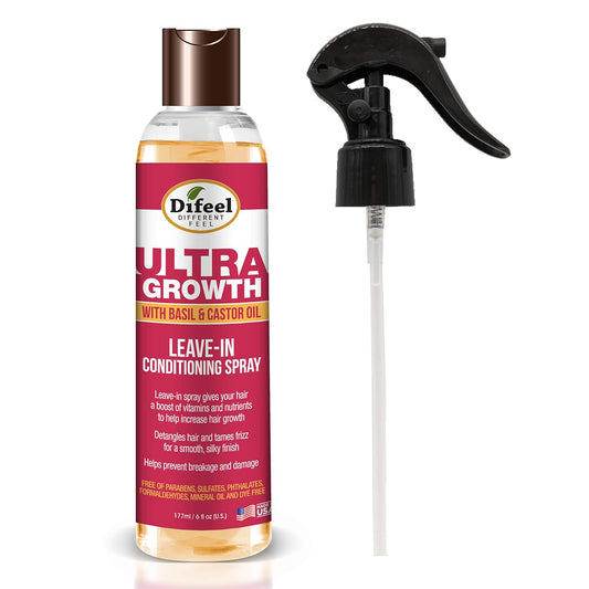 Difeel Ultra Growth Basil & Castor Hair Oil Leave In Conditioning Spray 6 Oz