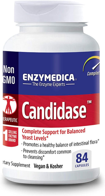 Enzymedica, Candidase, 84 Capsules, Enzyme Supplement to Support Balanced Yeast Levels and Digestive Health, Vegan, 42 Servings (FFP)