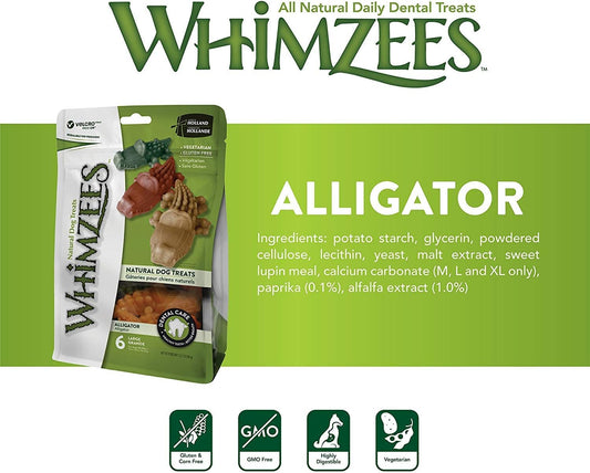 Whimzees 24 Count Medium Alligator Chews, Gluten Free Natural Dog Treats2