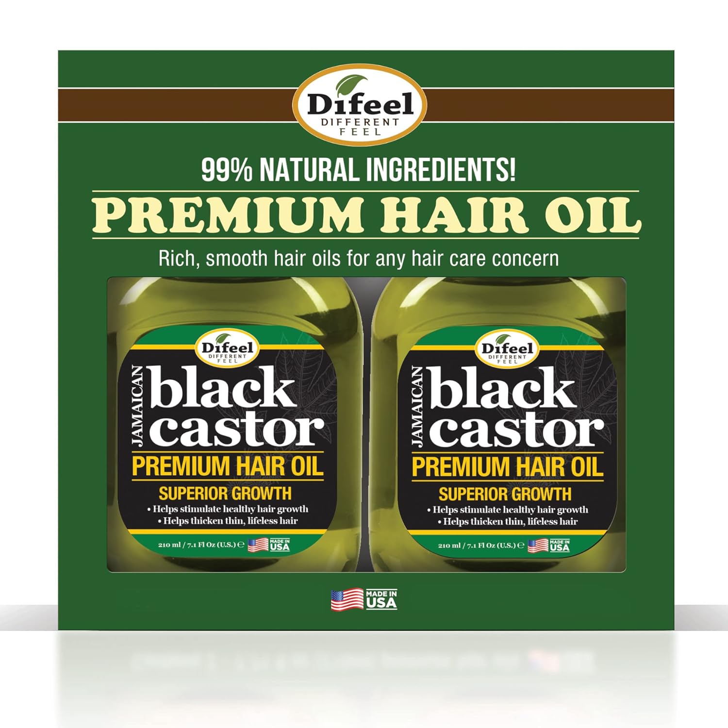 Difeel Superior Growth Jamaican Black Castor Premium Hair Oil 7.1 Oz. - Deluxe 2-Pc Gift Set