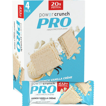 Power Crunch Pro Protein Wafer Bars, High Protein Snacks With Delicious Taste, French Vanilla, 2.0 Ounce (4 Count)