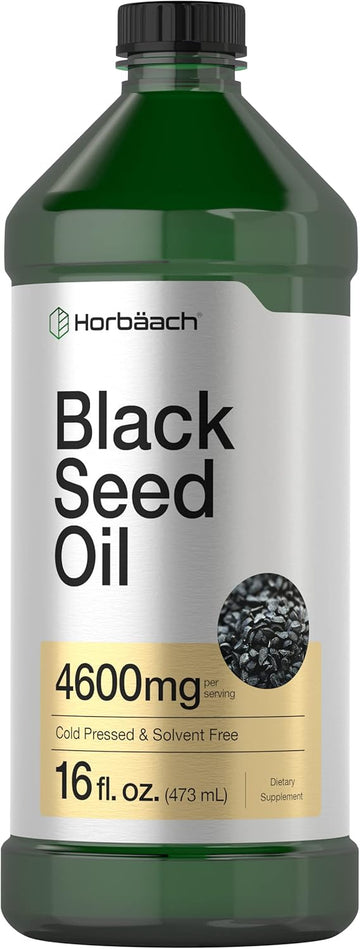 Horbäach Black Seed Oil Liquid 16Oz | 4600Mg | Cold Pressed Nigella Sativa Supplement | Vegetarian, Non-Gmo, Gluten Free, And Solvent Free Formula