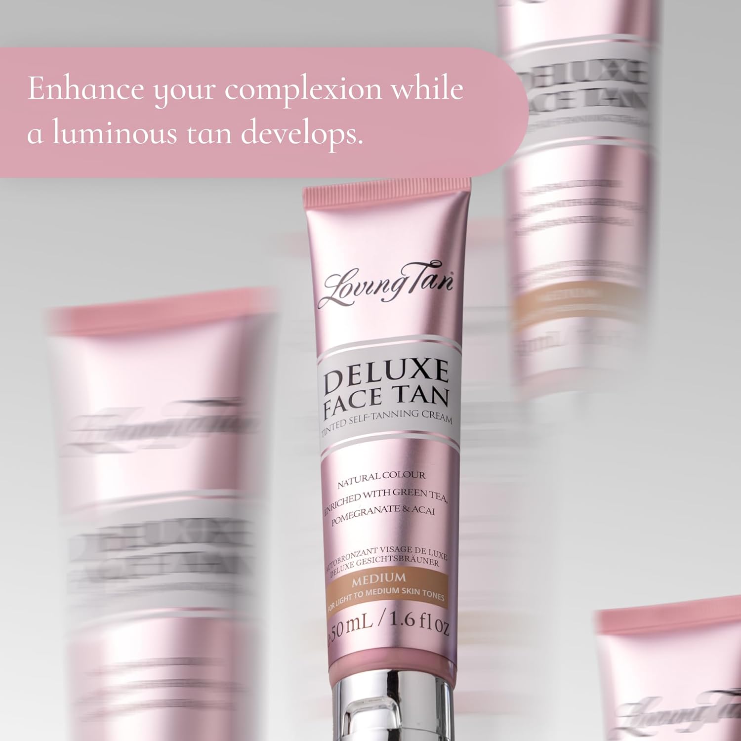 Loving Tan Deluxe Face Tan, Medium - Streak Free, Natural Looking, Professional Strength Sunless Tanner - 10+ Self Tanning Applications per Bottle, Cruelty Free, Naturally Derived DHA - 50 ml : Amazon.co.uk: Beauty