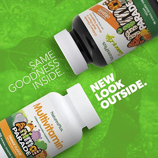 Naturesplus Animal Parade Children’S Multivitamin Orange Flavour - Plant Based Chewable Multivitamin For Kids - Gluten Free, Vegan - 90 Chewable Tablets