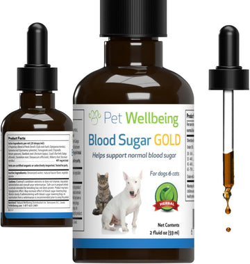 Pet Wellbeing - Blood Sugar Gold For Cats - Natural Support For Healthy Blood Sugar Levels In Diabetic Cats - Insulin Stabilization & Normal Pancreatic Function - 2 Oz (59 Ml)