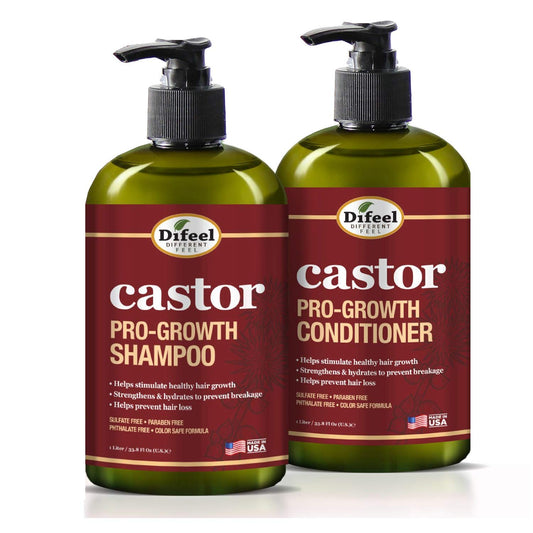 Difeel Castor Pro-Growth Shampoo 12 Oz. & Conditioner 12 Oz. (2-Piece Set)