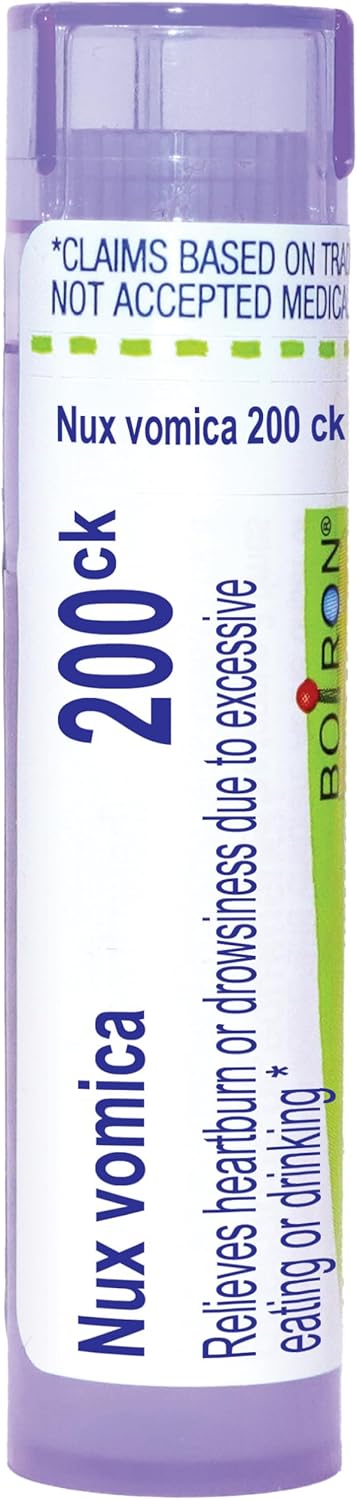 Boiron Nux Vomica 200Ck For Heartburn Or Drowsiness Due To Excessive Eating Or Drinking - 80 Pellets