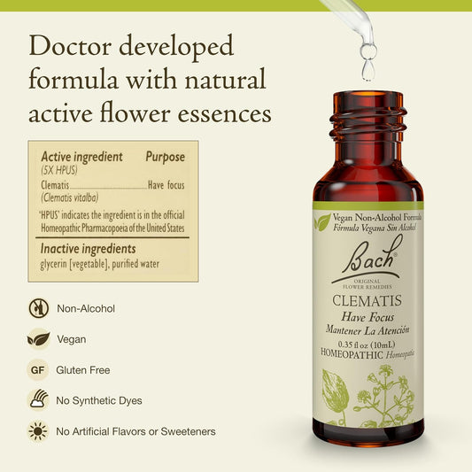 Bach Original Flower Remedies, Mustard (Non-Alcohol Formula) - Be Joyful - Natural Homeopathic Flower Essence For Emotional Balance - Vegan, Gluten Free, Sugar Free - 10Ml Dropper