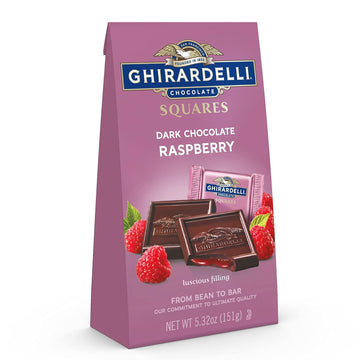 Ghirardelli Dark Chocolate Raspberry Squares, 5.32 Oz Bag (Pack Of 6)