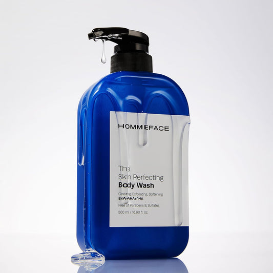 Hommeface The Skin Perfecting Body Wash Pump For Men, 16.9 Fl. Oz. - Targets Body Acne With Bha, Aha, Pha