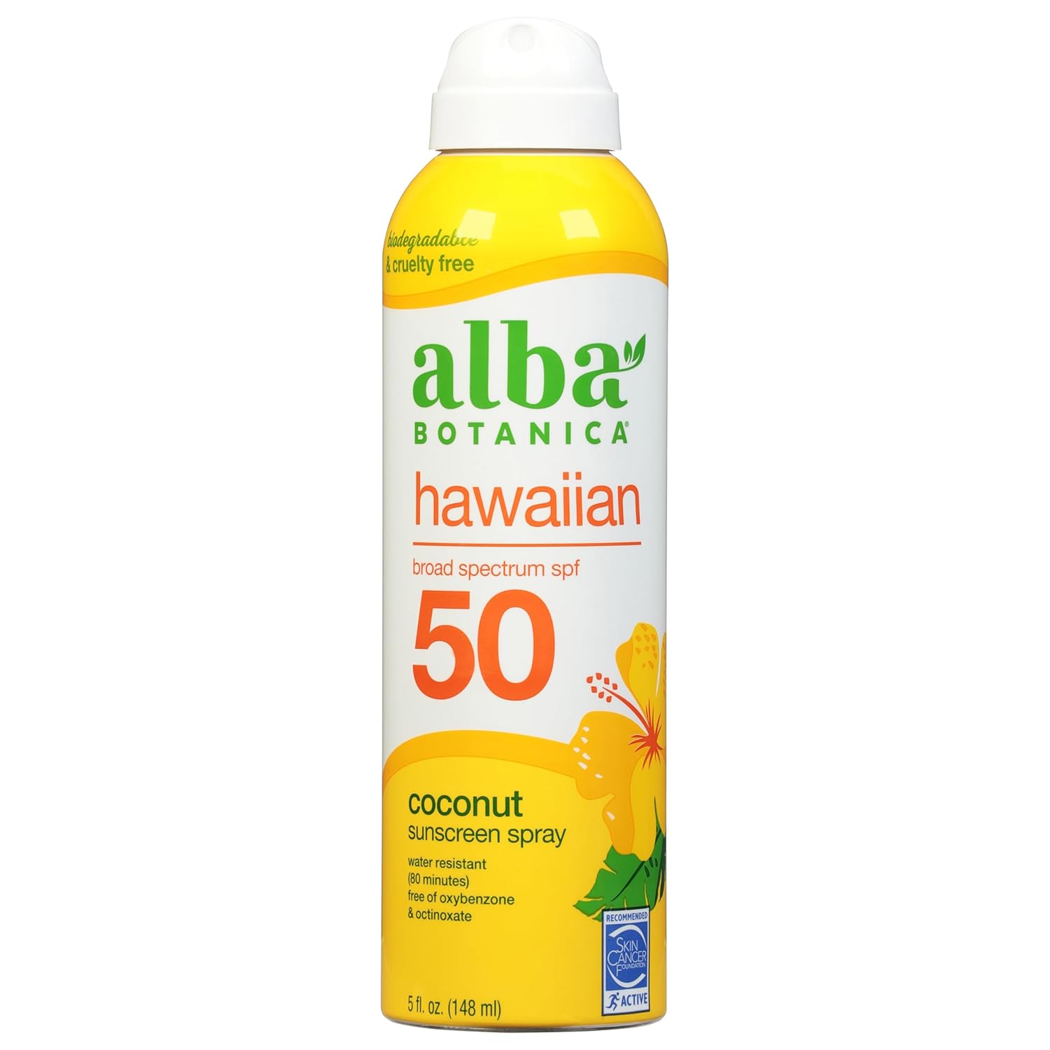 Alba Botanica Sunscreen Spray For Face And Body, Broad Spectrum Spf 30 Sunscreen, Hawaiian Coconut, Water Resistant And Biodegradable, 5 Fl. Oz. Bottle