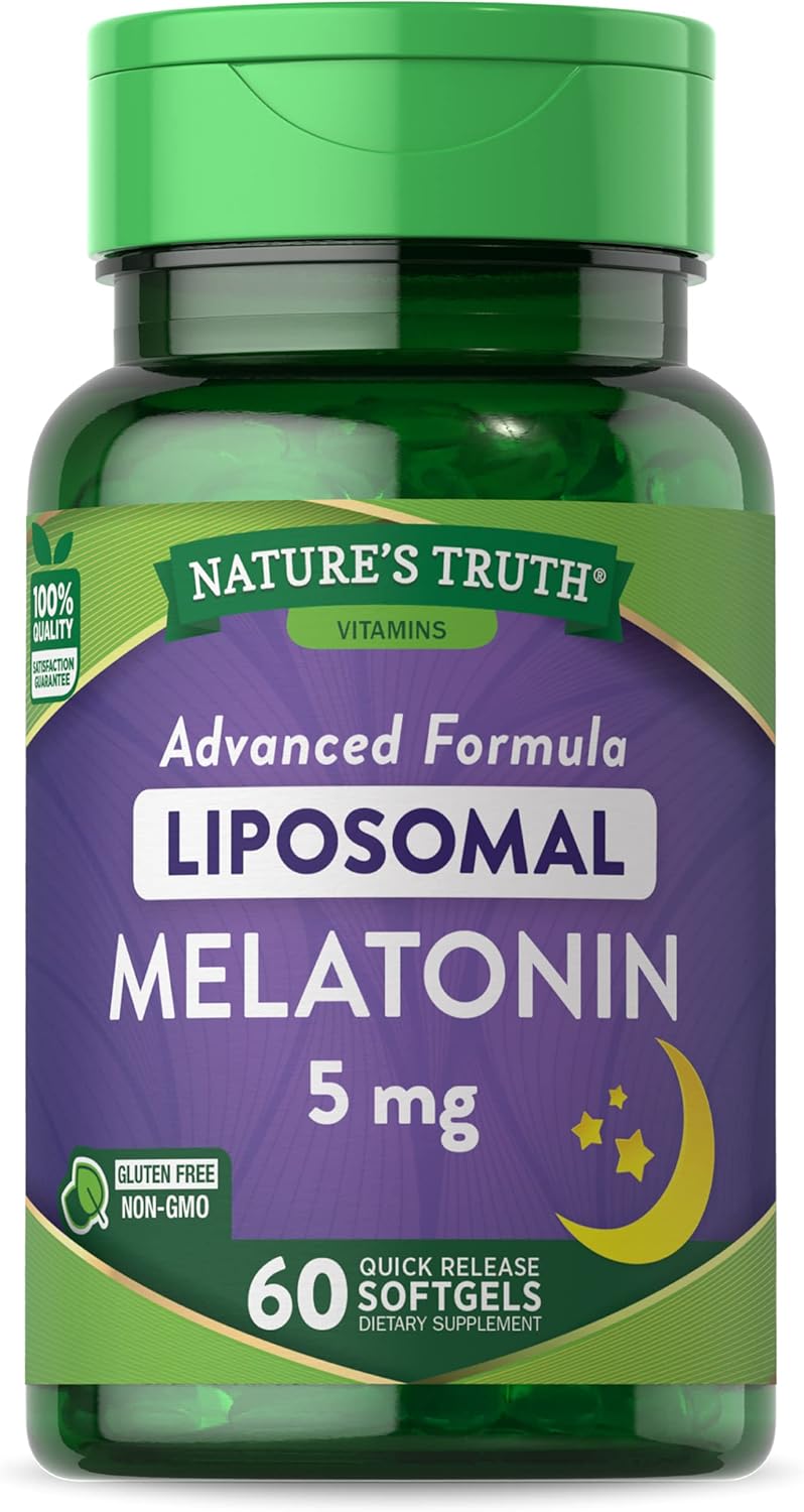 Liposomal Melatonin Softgels | 5Mg | 60 Count | Non-Gmo & Gluten Free Supplement | By Nature'S Truth