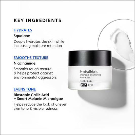 PCA SKIN HydraBright Hydrating Moisturizer for Face, Brightening Cream for Face with Squalane and Niacinamide, Targets Dull Skin, Dry Skin, Uneven Skin Tones, and Visible Redness, 1.7 oz Jar