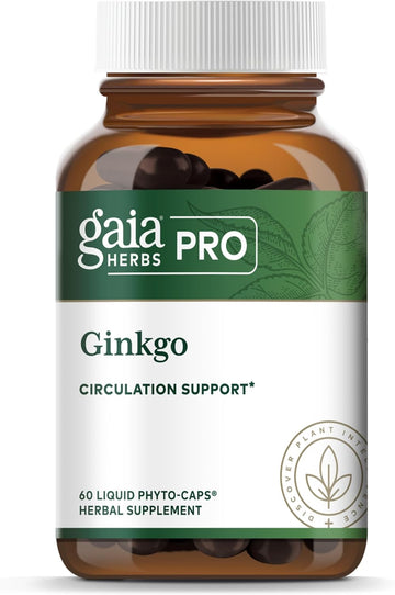 Gaia Herbs Pro Ginkgo - Blood Circulation & Brain Supplement - Memory Supplement For Brain - With Ginkgo Leaf & Ginkgo Leaf Extract - 60 Vegan Liquid Phyto-Capsules (30 Servings)