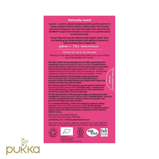 Pukka Organic Herbal Tea Peppermint & Licorice 20 Tea Bags