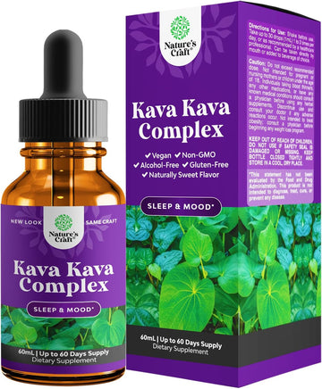 Potent Liquid Kava Kava Drops - Calming High Concentration Kava Extract with Chamomile and Lavender - Tasty Adaptogen Drops Mood Support Supplement with Kava Root - Vegan Non GMO and Alcohol Free