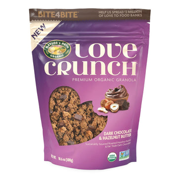 Love Crunch Organic Dark Chocolate and Hazelnut Butter Granola 10.6 Ounce Pouch (Pack of 6)