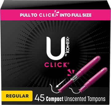 U By Kotex Click Compact Tampons, Regular Absorbency, Unscented, 45 Count