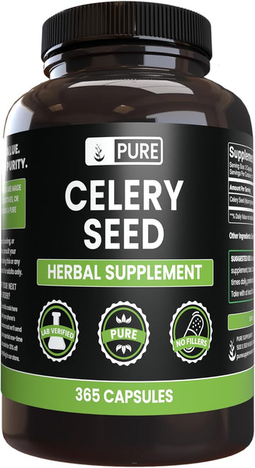 Pure Original Ingredients Celery Seed No Magnesium Or Rice Fillers, Always Pure, Lab Verified (365 Capsules)