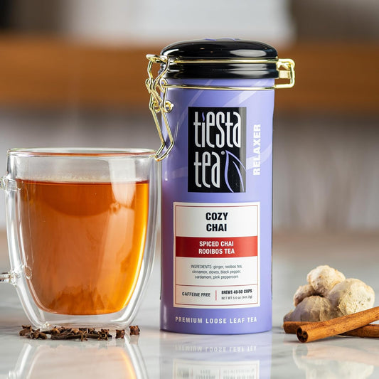 Tiesta Tea - Cozy Chai | Spiced Chai Rooibos Tea | Premium Loose Leaf Tea Blend | Caffeine Free Herbal Tea | Make Hot Or Iced & Up To 50 Cups - 5 Oz Refillable Tin Can