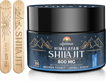 Ajoblanco 800 Mg Himalayan Shilajit Resin, Shilajit Pure Himalayan Organic, Shilajit Supplement With Purity, High Dosage & Potency For Energy, Strength & Immunity, Men & Women, 30 Grams
