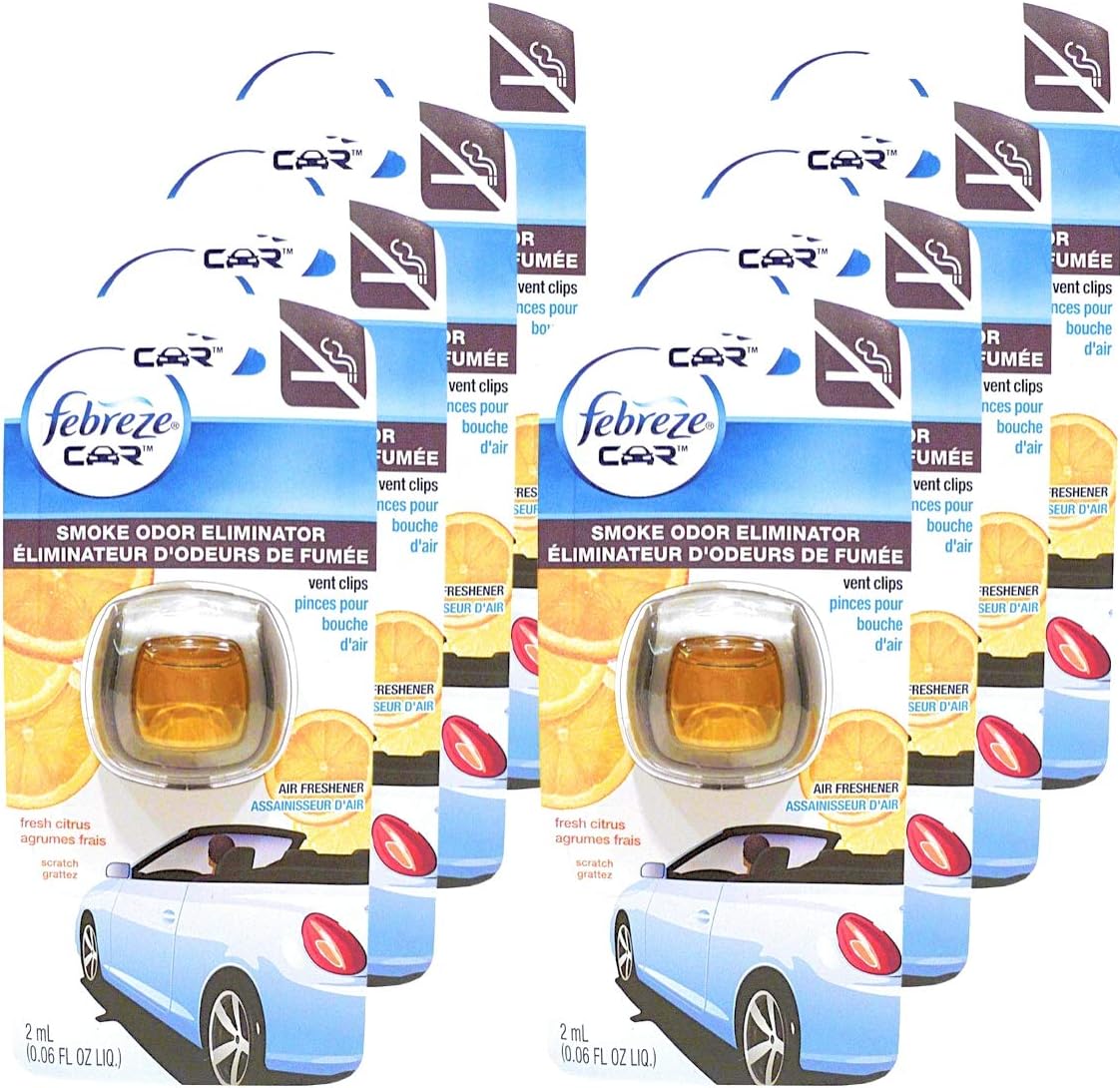 Febreze Car Vent Clips Smoke Odor Eliminator, Fresh Citrus Scent, (Pack of 8) : Everything Else