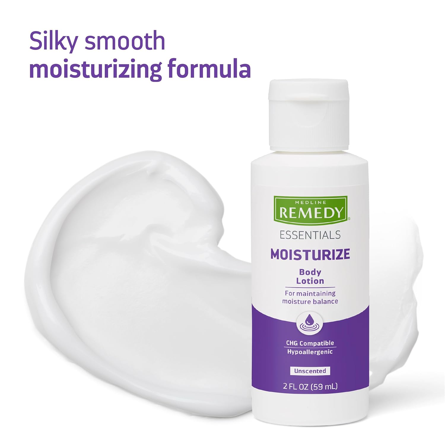 Medline Remedy Essentials Moisturizing Body Lotion (2 Oz Bottle), Unscented, Travel-Size, Hydrating, Non-Greasy, For Dry Skin, Hypoallergenic, Men, Women, Elderly : Beauty & Personal Care