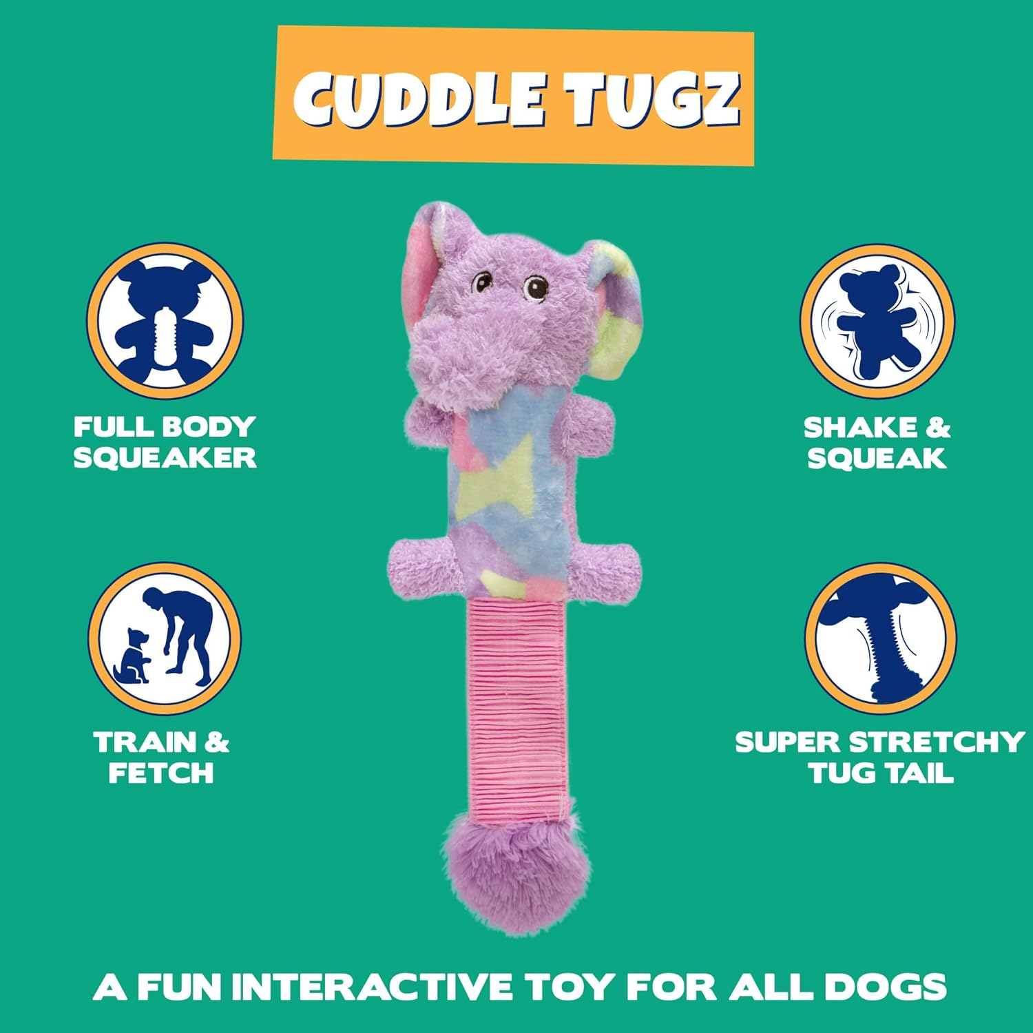 Pet Supplies : Pet Factory Shake & Squeak Cuddlez Plush Dog Toy, Randomly Selected - Fox OR Elephant, One Size : Amazon.com