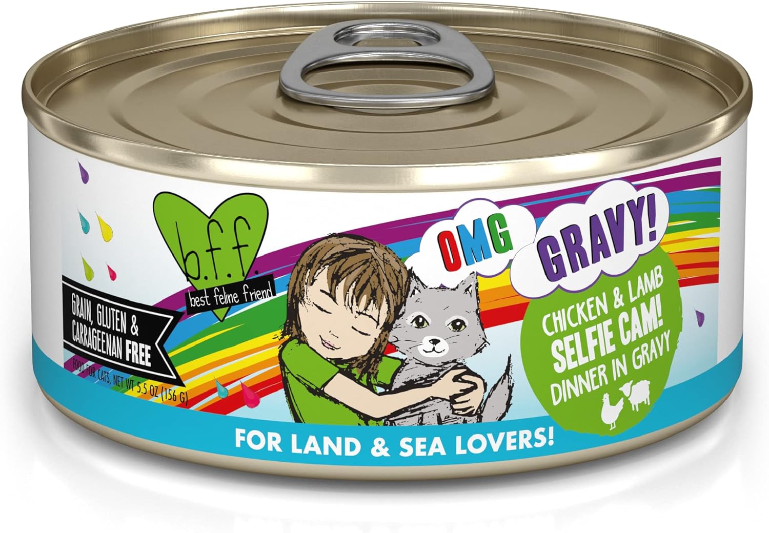 Weruva B.F.F. Omg - Best Feline Friend Oh My Gravy!, Selfie Cam! With Chicken & Lamb In Gravy Cat Food, 5.5Oz Can (Pack Of 8)