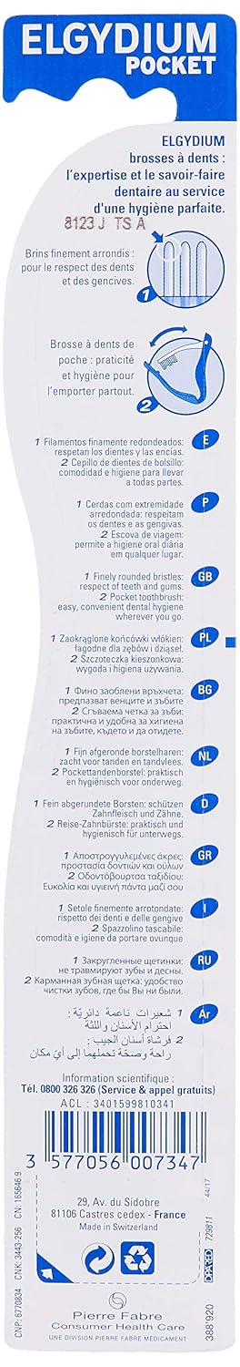 Elgydium Pocket Medium Travel Toothbrush : Health & Household
