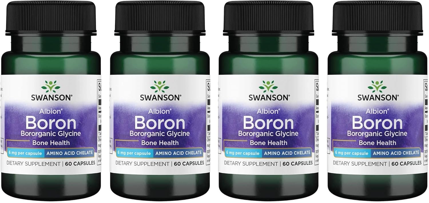 Swanson Boron From Albion Boroganic Glycine 6 Milligrams 60 Capsules (4 Pack)