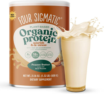 Four Sigmatic Organic Plant-Based Protein Powder Peanut Butter Protein with Lion?s Mane, Chaga, Cordyceps and More | Clean Vegan Protein Elevated for Brain Function and Immune Support | 21.16 oz