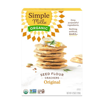 Simple Mills Organic Seed Crackers, Original - Gluten Free, Vegan, Healthy Snacks, Paleo Friendly, 4.25 Ounce (Pack Of 1)