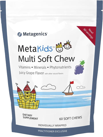 Metagenics Metakids Multi Soft Chew - Soft Chew Multivitamin For Kids - With 15 Vitamins & Minerals - With Vitamin D, C, E & A - Non-Gmo & Gluten Free - 60 Soft Chews