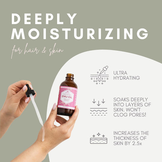 Leven Rose Emu Oil 32Oz Bulk, 100% Pure Natural Hair Strengthener Anti Aging Skin Moisturizer