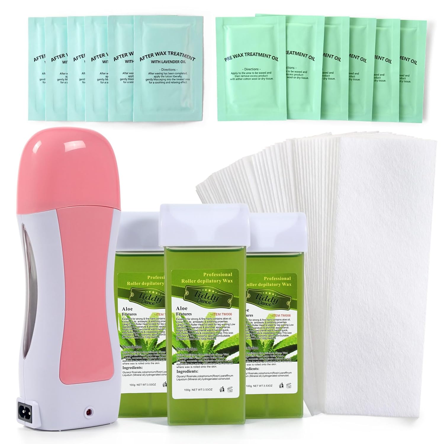 Roll-On Wax Waxing Kit For Sensitive Skin - Wax Roller For Larger Areas At Home