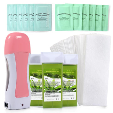 Roll-On Wax Waxing Kit For Sensitive Skin - Wax Roller For Larger Areas At Home