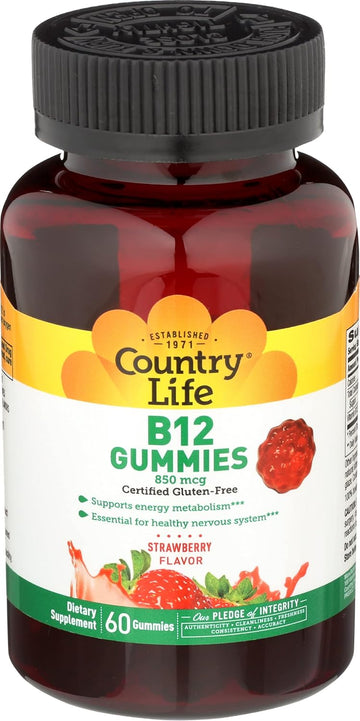 Country Life Gummies 850 Mcg 60 Chw B12, 60 Ct
