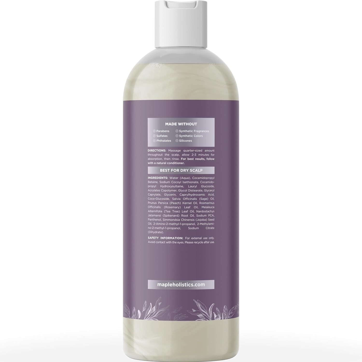 Sage and Rosemary Shampoo Sulfate Free - Sage Oil Clarifying Shampoo for Build Up and Scalp Moisturizer - Oily Hair Shampoo for Greasy Hair and Dry Scalp Treatment with Essential Oils for Hair : Beauty & Personal Care