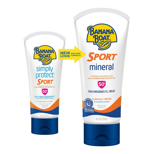 Banana Boat Sport 100% Mineral, Reef Friendly, Broad Spectrum Sunscreen Lotion, Spf 50, 9Oz. , 2 Count (Pack Of 1)