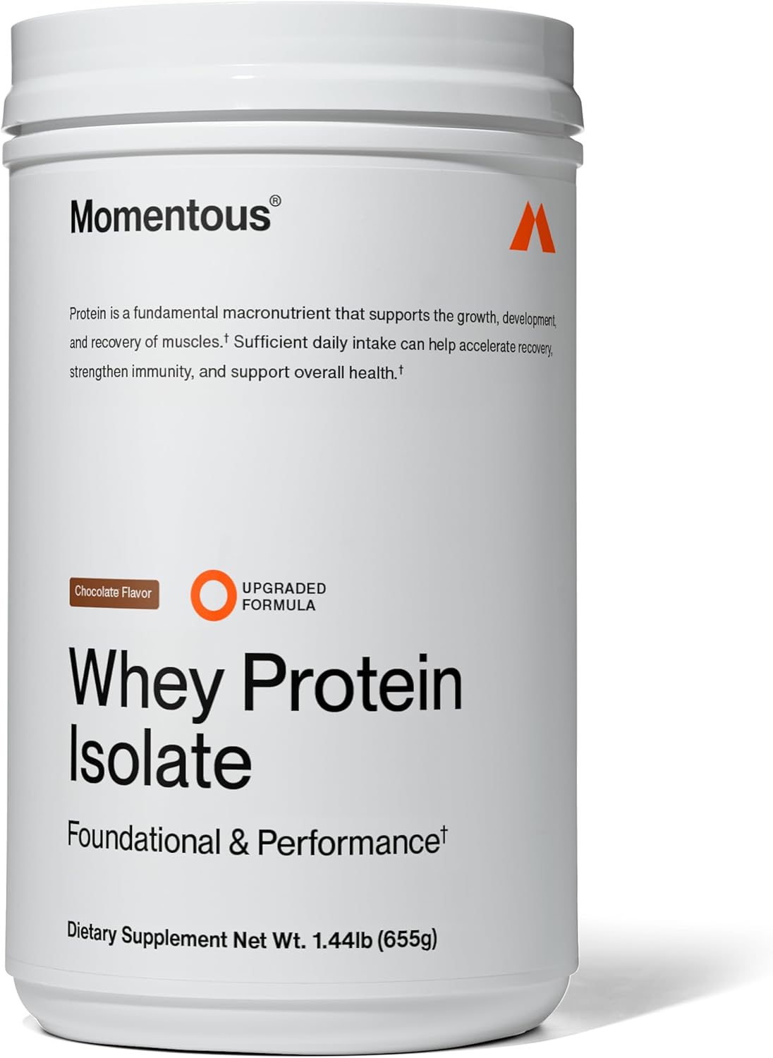 Momentous Essential Grass-Fed Whey Protein Powder - 20 G Whey Isolate Protein - Nsf Certified For Sport® - Gluten-Free - 25 Servings For Essential Everyday Use - Unflavored